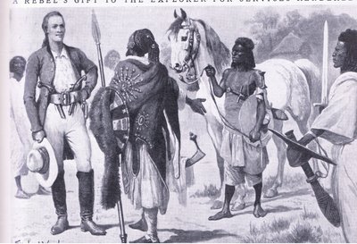 Un regalo rebelde al explorador por servicios prestados (ilustración de Cassells Romance of Famous Lives, c.1940) de Stanley L. Wood