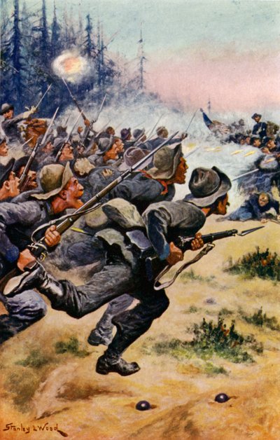 Carga de los Confederados en Bull Run de Stanley L. Wood