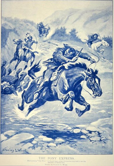 Pony Express perseguido por indios de Stanley L. Wood