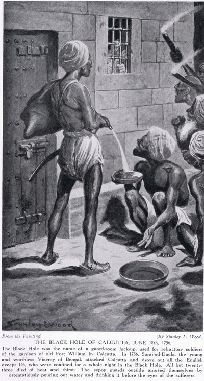 El Agujero Negro, Viejo Fuerte William, 18 de junio de 1756, ilustración de 