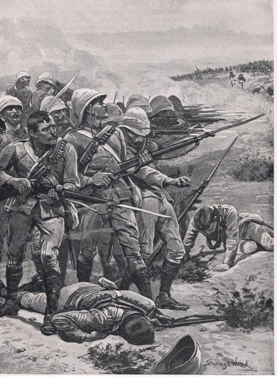 El cuadrado en Abu-Kru, 19 de enero de 1885, ilustración de British Battles on Land and Sea, 1915 de Stanley L. Wood