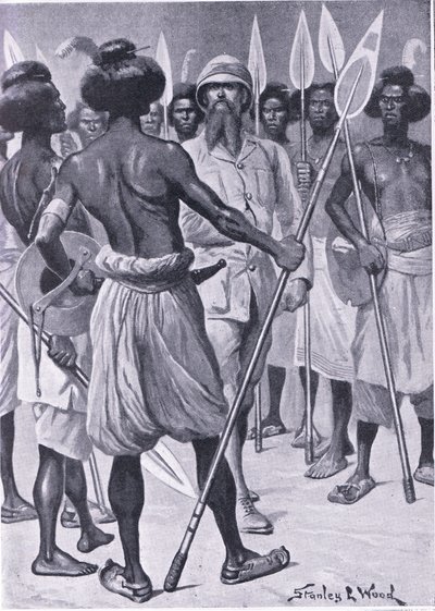 El tipo de guerrero que Burton conoció en Somalilandia (ilustración de Cassells Romance of Famous Lives, c.1940) de Stanley L. Wood