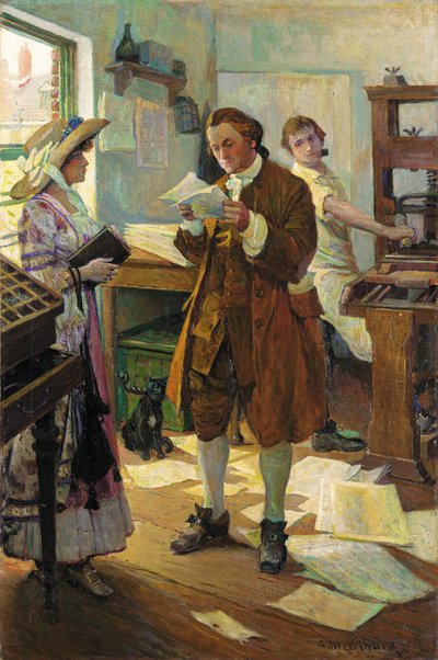 Franklin el impresor (óleo sobre lienzo) de Stanley Massey Arthurs