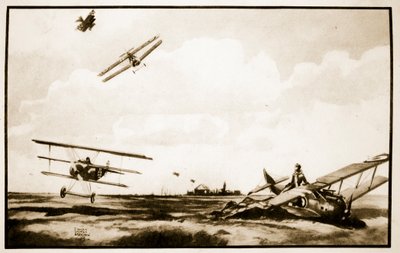 La muerte de Richthofen, ilustración de "Flying Memories" de John Hamilton de Stanley Orton Bradshaw