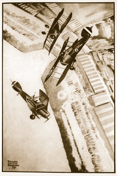 El primer desfile de la R.A.F., ilustración de "Flying Memories" de John Hamilton de Stanley Orton Bradshaw
