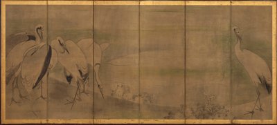 Grullas y crisantemos, período Momoyama o Edo, 1568-1868 de Sôtatsu