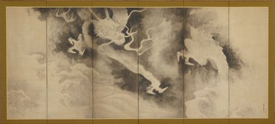 Dragones y nubes, período Momoyama o Edo, 1590-1640 de Sôtatsu