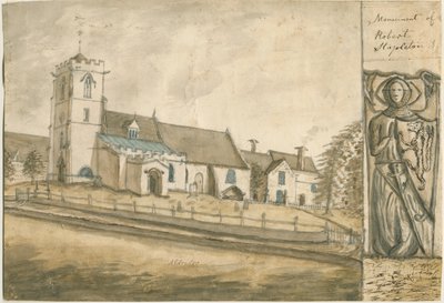 Iglesia de Aldridge: pintura en acuarela, nd [1762-1802] de Stebbing Shaw