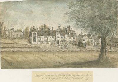 Blithfield Hall: pintura en acuarela, nd [siglo XVIII] de Stebbing Shaw