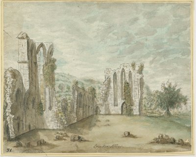 Croxden Abbey: acuarela, nd [1762-1802] (pintura) de Stebbing Shaw