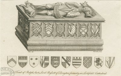 Catedral de Lichfield - Tumba de Lord Bassett: grabado, nd [c 1791] de Stebbing Shaw
