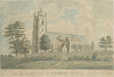 Iglesia de Longdon: pintura en acuarela, 1795/6 de Stebbing Shaw
