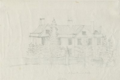 Madeley - Casa de [?Mr Young]: dibujo a lápiz, nd [?siglo XVIII] de Stebbing Shaw