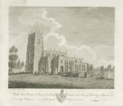 Iglesia de Penkridge: grabado, nd [finales del siglo XVIII] de Stebbing Shaw