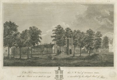 Castillo/Hall de Rushall: grabado de Stebbing Shaw