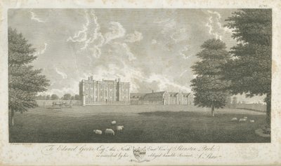 Shenstone Park - Hall: grabado de Stebbing Shaw