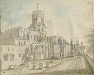 Stafford - Iglesia de Santa María: pintura en acuarela, nd [c 1790] de Stebbing Shaw