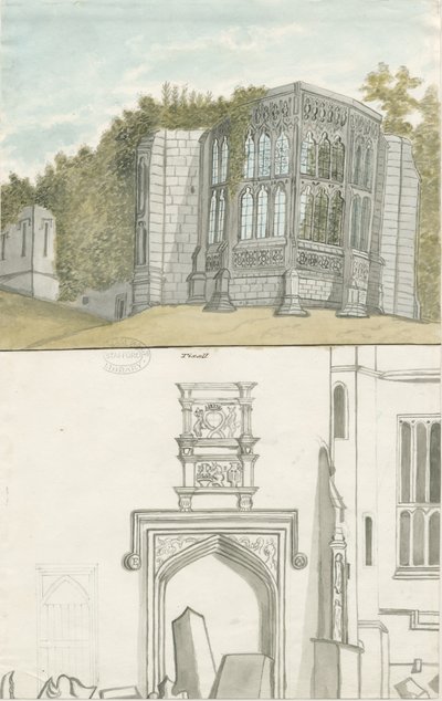 Tixall - Ventana Gótica y Antigüedades Heráldicas de Stebbing Shaw