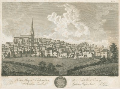 Walsall Town - Vista Noroeste: grabado, circa 1798 de Stebbing Shaw