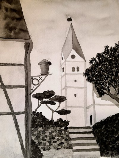 Iglesia de San Egidio en blanco y negro de Steegs Art Karin