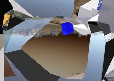 Cubo azul fragmentado de Stefan Fransson