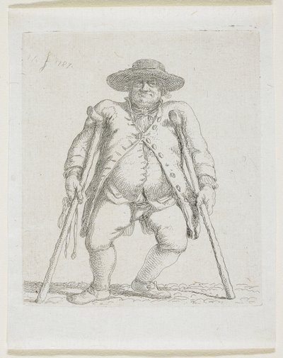 Hombre con muletas; "Orlandini" de Stefan Juliusz Norblin de la Gourdaine