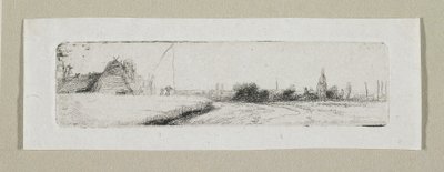 Pequeño paisaje con pueblo lejano de Stefan Juliusz Norblin de la Gourdaine