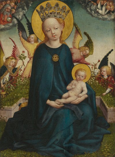 María con el Niño Jesús ante el banco de césped de Stefan Lochner