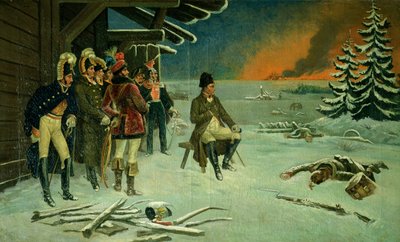 Napoleón en Maly Yaroslavets (óleo sobre lienzo) de Stefan Vladislavovich Bakalowicz