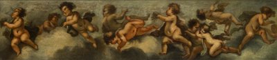 Putti disporting, c.1655-72 (papel colocado sobre lienzo con protección de vidrio) de Stefano (after) Magnasco