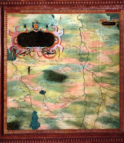 África (Nubia y Egipto) Mapa realizado por Stefano Bonsignori (? -1589) cosmógrafo y pintor italiano. Alrededor de 1581. Florencia, Palazzo Vecchio, Sala del Mappamondo de Stefano Buonsignori