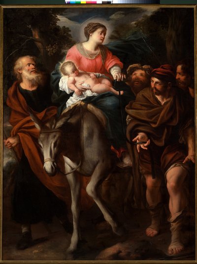 La Sagrada Familia en fuga y el ladrón Tito, c.1670 (óleo sobre lienzo) de Stefano Magnasco