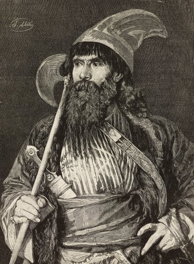 Jeque en traje de gala, grabado de F. Gamberoni a partir de un cuadro de Stefano Ussi (1822-1901), L