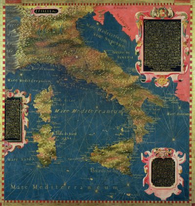 Mapa de la Italia del siglo XVI, de la 