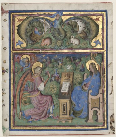Inicial M[issus est] Recortada de un Antifonario: La Anunciación, 1430-1438 de Stefano da Verona