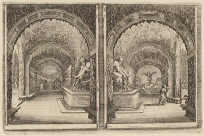 Una gruta vista desde dos puntos de vista diferentes, probablemente 1653 de Stefano della Bella