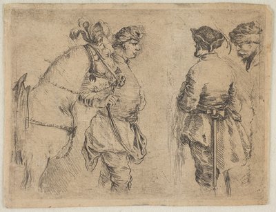 Un polaco sosteniendo un caballo por la brida, ca. 1662 de Stefano della Bella
