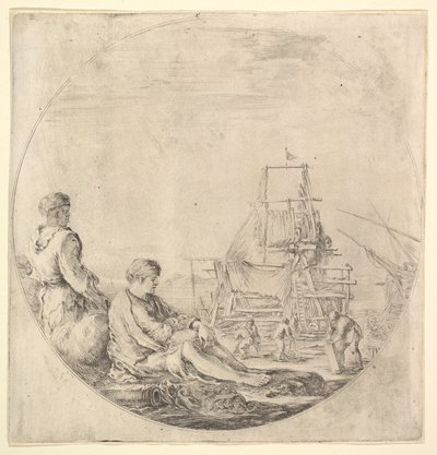Un marinero negro de pie a la izquierda, de perfil a la derecha, un marinero blanco sentado..., ca. 1658-63 de Stefano della Bella