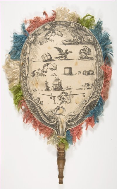 Un abanico con un juego de palabras sobre el amor en un lado y la fortuna en el otro, ca. 1639 de Stefano della Bella