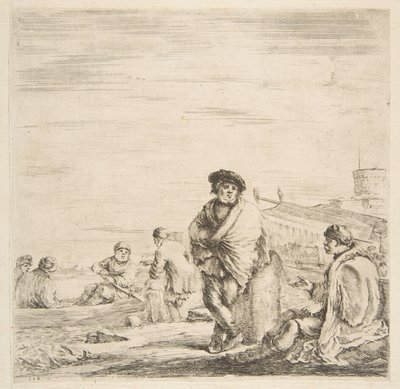 Un marinero de pie hablando con un levantino sentado, ca. 1660 de Stefano della Bella