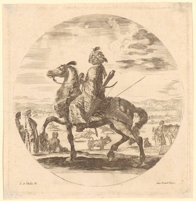 Jinete africano de perfil hacia la izquierda de Stefano della Bella