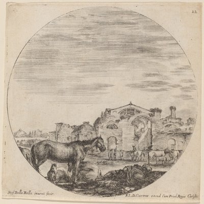Baños de Diocleciano y pastor durmiendo de Stefano della Bella