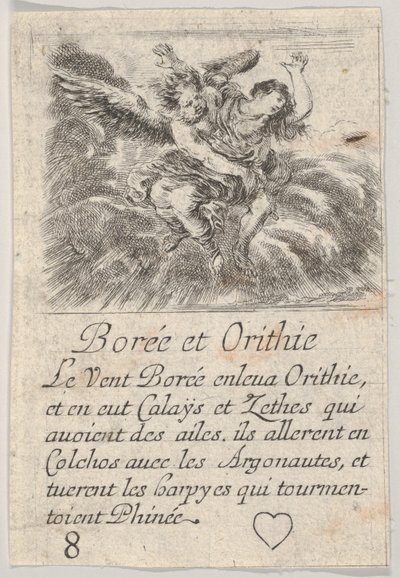 Bóreas y Oreithyia, del Juego de la Mitología de Stefano della Bella