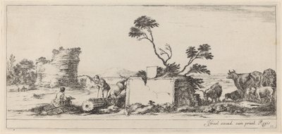 Escena de Campagna con artista dibujando, en o antes de 1647 de Stefano della Bella
