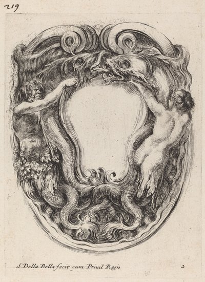 Cartucho sostenido por Tritón y Sirena, 1647 de Stefano della Bella
