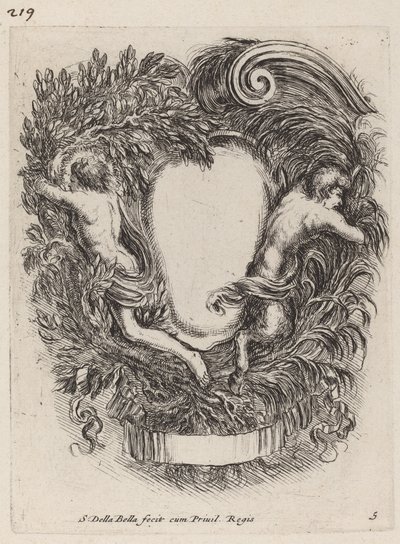 Cartucho con Apolo y Pan, 1647 de Stefano della Bella