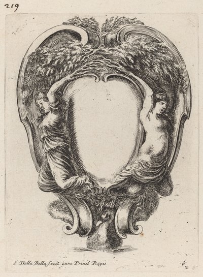 Cartucho con dos ninfas metamorfoseadas en árboles, 1647 de Stefano della Bella