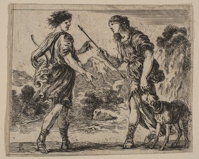 Céfalo y Procris, de Juego de la Mitología, 1644 de Stefano della Bella