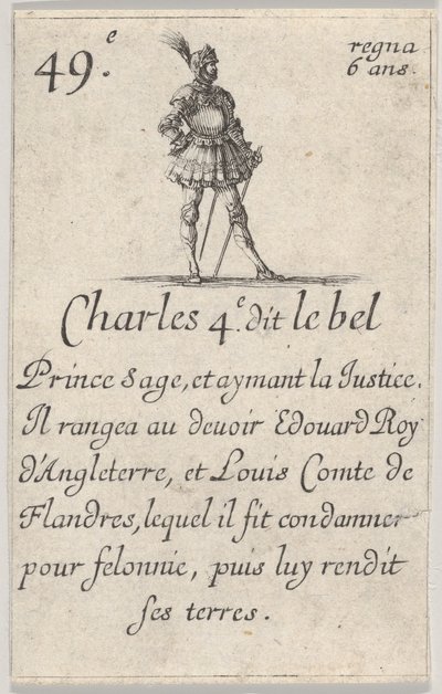 Carlos IV, llamado el sabio, del Juego de los Reyes de Francia de Stefano della Bella
