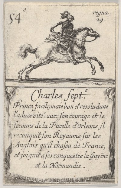 Carlos Sept.-e Príncipe fácil..., del Juego de los Reyes de Francia de Stefano della Bella